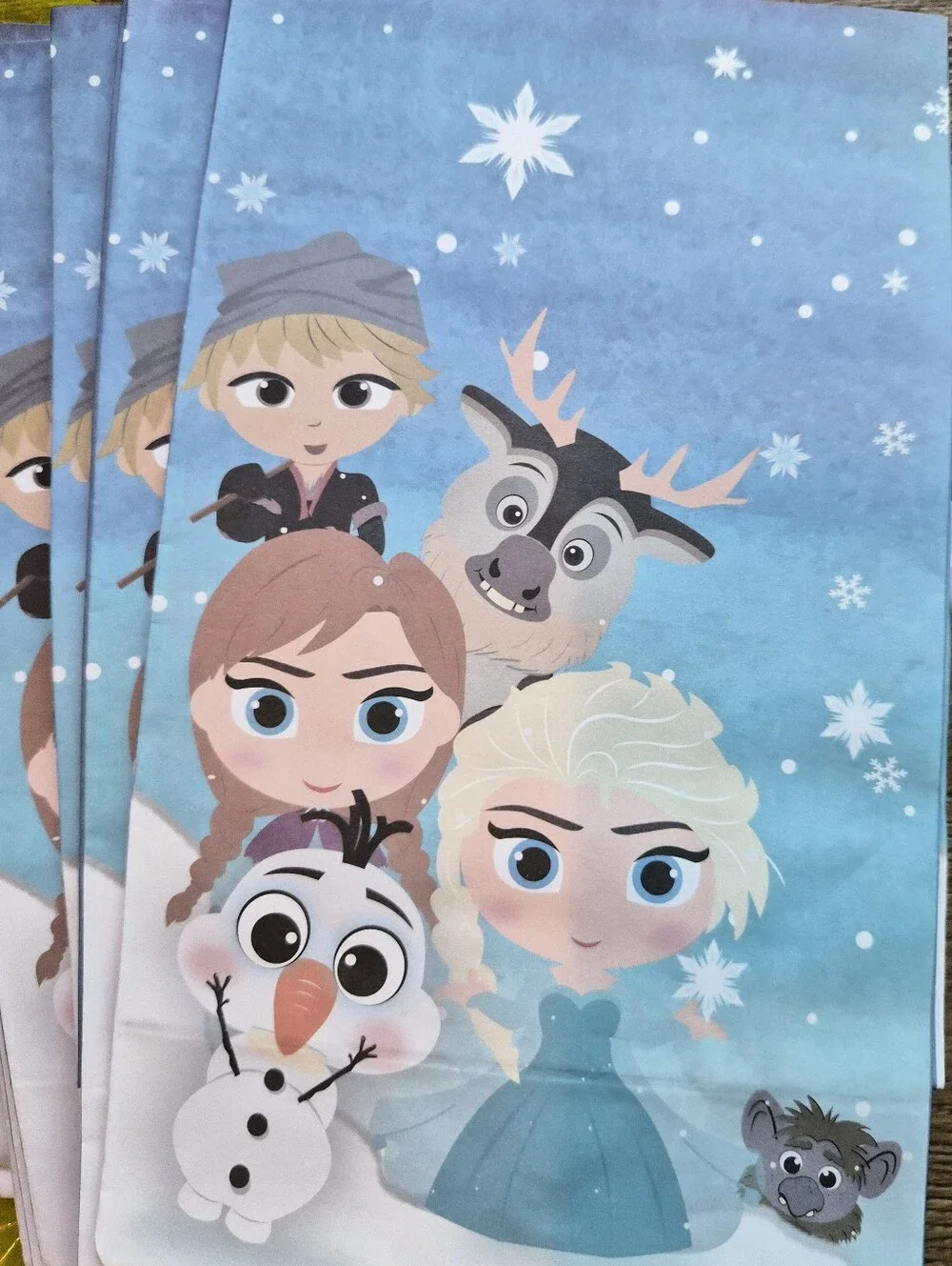 NEW! Frozen-Themed Blue Party Favor Bags with Sticker Sheets